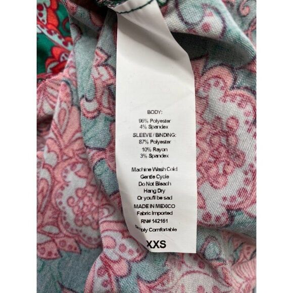 LuLaRoe Randy Gray Red‎ Green Floral Raglan Sleeve XXS NEW - Picture 5 of 5